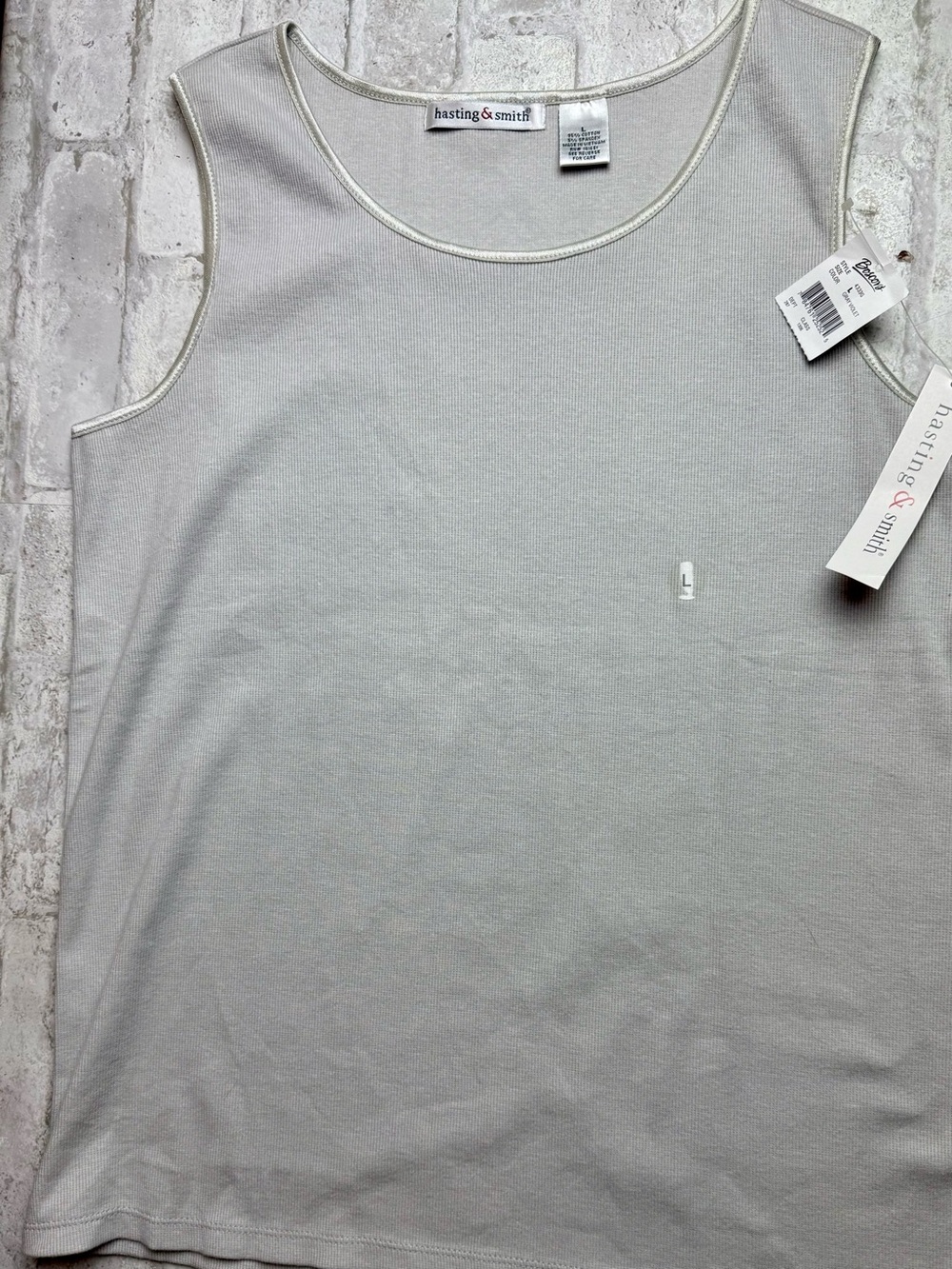 Hasting & Smith Women Gray Rib Knit Scoop Neck Layering Tank Top L NEW NWT